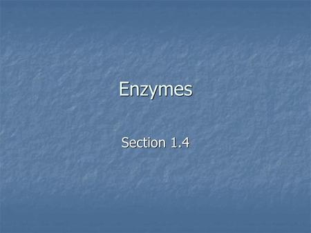 Enzymes Section 1.4.