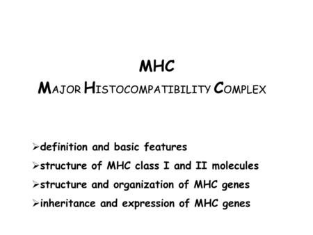 MAJOR HISTOCOMPATIBILITY COMPLEX