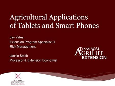 Agricultural Applications of Tablets and Smart Phones