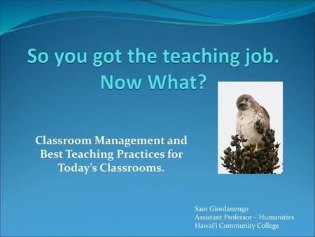 So you got the teaching job. Now What?