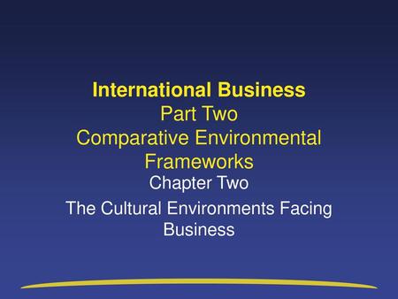 International Business Part Two Comparative Environmental Frameworks