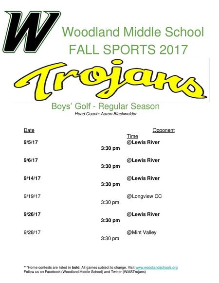 Woodland Middle School FALL SPORTS 2017