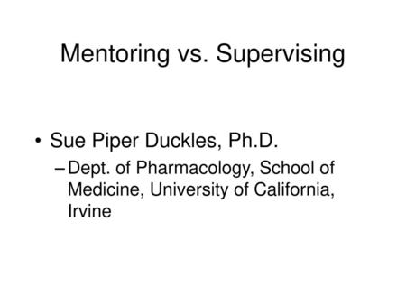 Mentoring vs. Supervising