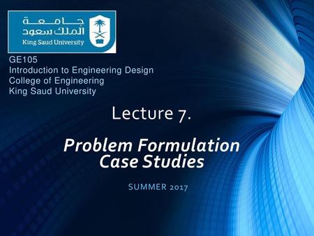 Problem Formulation Case Studies