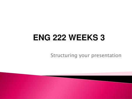 Structuring your presentation