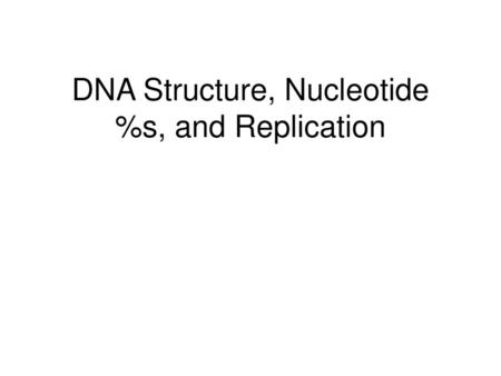 DNA Structure, Nucleotide %s, and Replication