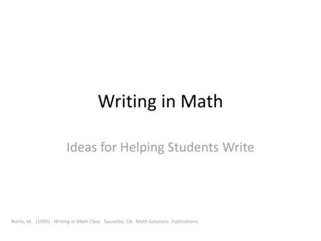 Ideas for Helping Students Write