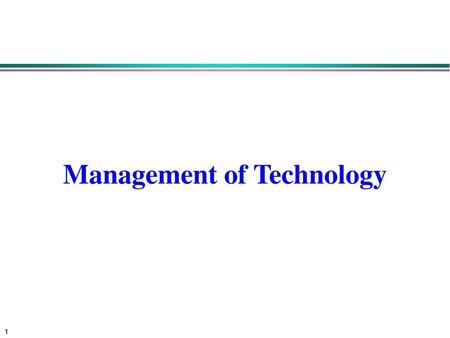 Management of Technology