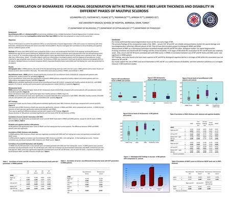 CORRELATION OF BIOMARKERS FOR AXONAL DEGENERATION WITH RETINAL NERVE FIBER LAYER THICKNESS AND DISABILITY IN DIFFERENT PHASES OF MULTIPLE SCLEROSIS UZUNKOPRU.