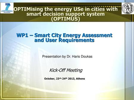 WP1 – Smart City Energy Assessment and User Requirements