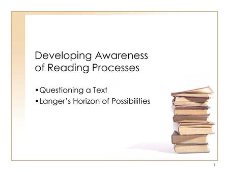 Developing Awareness of Reading Processes