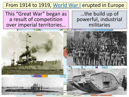 From 1914 to 1919, World War I erupted in Europe