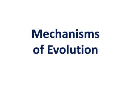 Mechanisms of Evolution