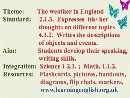 Theme: The weather in England