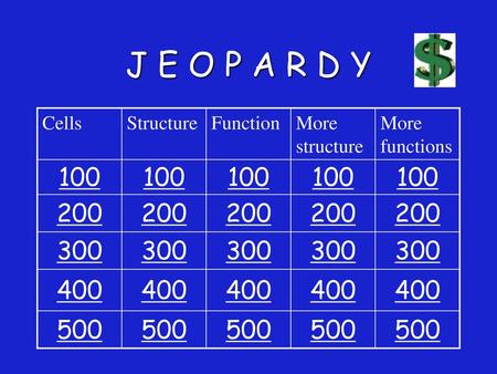 J E O P A R D Y Cells Structure Function