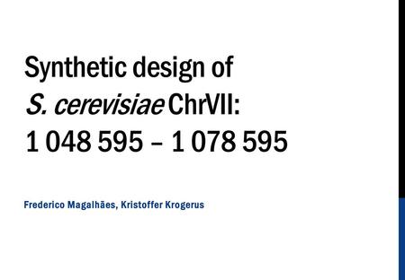 Synthetic design of S. cerevisiae ChrVII: –