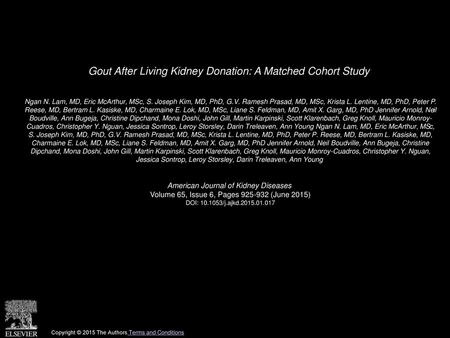 Gout After Living Kidney Donation: A Matched Cohort Study