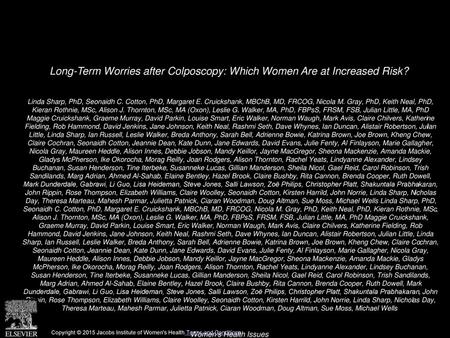 Long-Term Worries after Colposcopy: Which Women Are at Increased Risk?