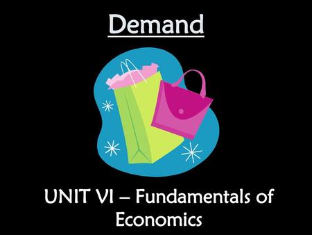 UNIT VI – Fundamentals of Economics