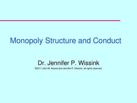 Monopoly Structure and Conduct