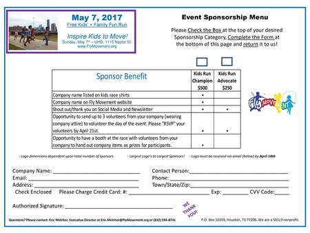 Event Sponsorship Menu