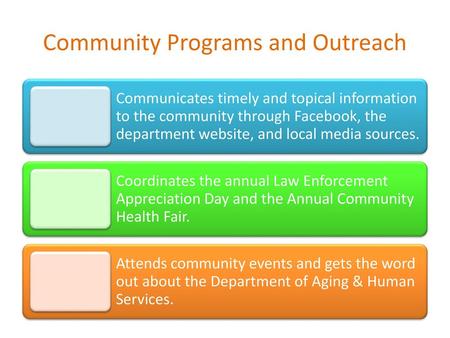 Community Programs and Outreach