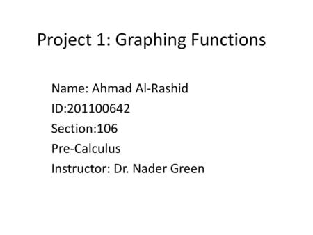 Project 1: Graphing Functions