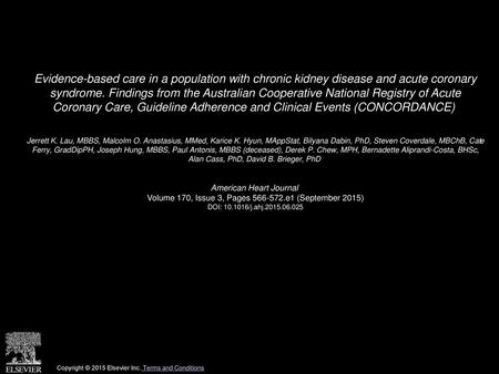 Evidence-based care in a population with chronic kidney disease and acute coronary syndrome. Findings from the Australian Cooperative National Registry.