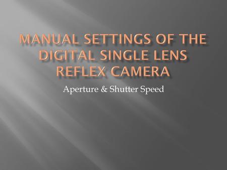 Manual Settings of the Digital Single Lens Reflex camera