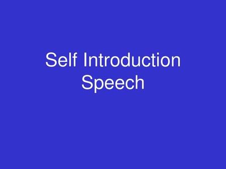 Self Introduction Speech