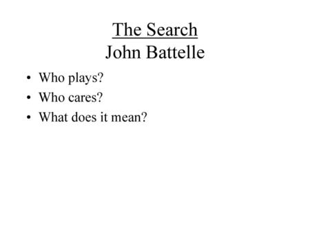 The Search John Battelle