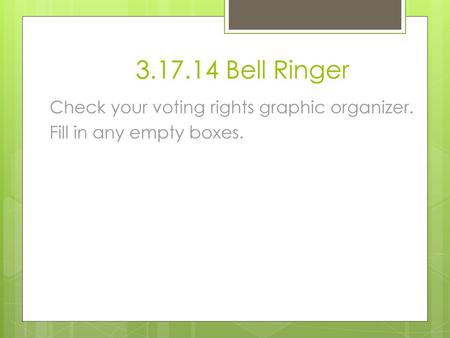 Bell Ringer Check your voting rights graphic organizer.