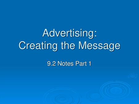 Advertising: Creating the Message