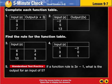 Click the mouse button or press the Space Bar to display the answers.