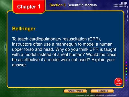 Chapter 1 Section 3  Scientific Models Bellringer