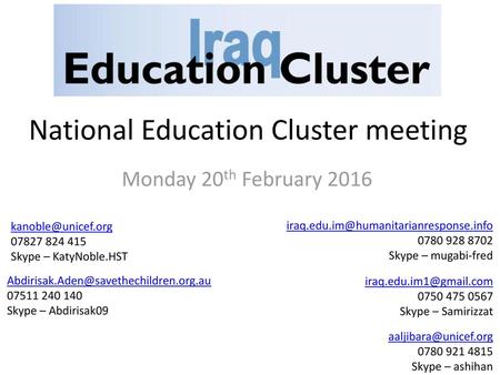 National Education Cluster meeting