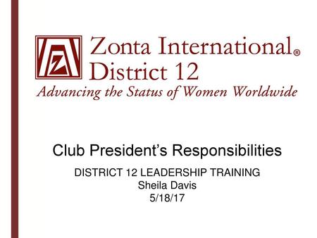 Club President’s Responsibilities