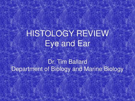 HISTOLOGY REVIEW Eye and Ear