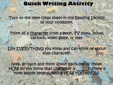 Quick Writing Activity