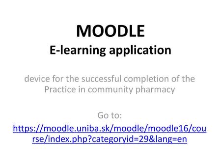 MOODLE E-learning application