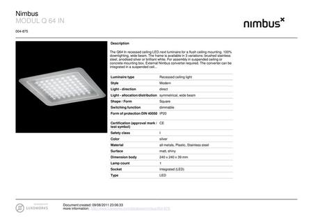 Nimbus MODUL Q 64 IN Description