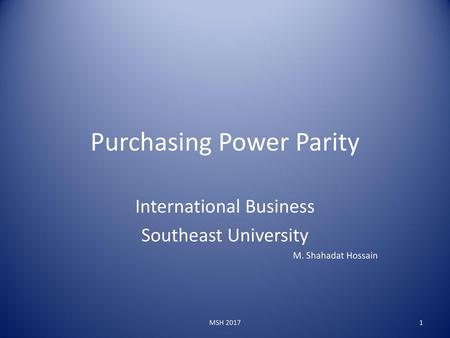 Purchasing Power Parity