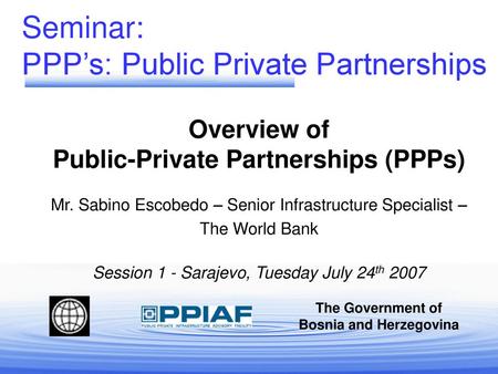 Public-Private Partnerships (PPPs) Bosnia and Herzegovina