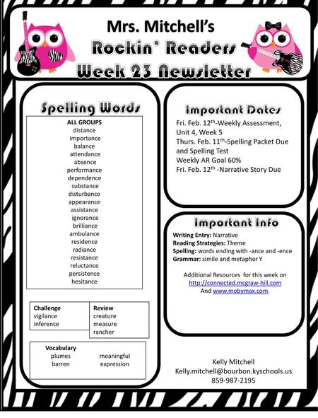 Rockin’ Readers Week 23 Newsletter