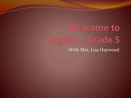 Welcome to English – Grade 5