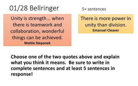 01/28 Bellringer 5+ sentences