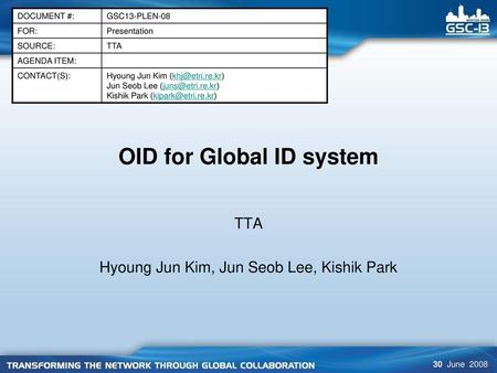 OID for Global ID system