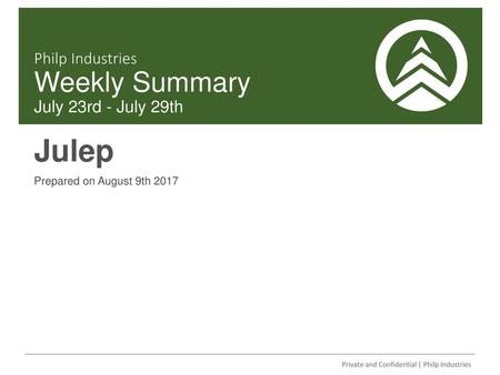 Philp Industries Weekly Summary July 23rd - July 29th