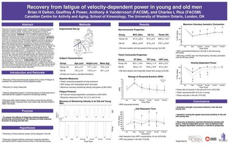 Recovery from fatigue of velocity-dependent power in young and old men Brian H Dalton, Geoffrey A Power, Anthony A Vandervoort (FACSM), and Charles L Rice.