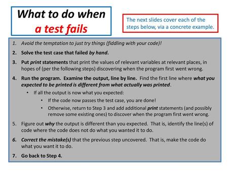 What to do when a test fails